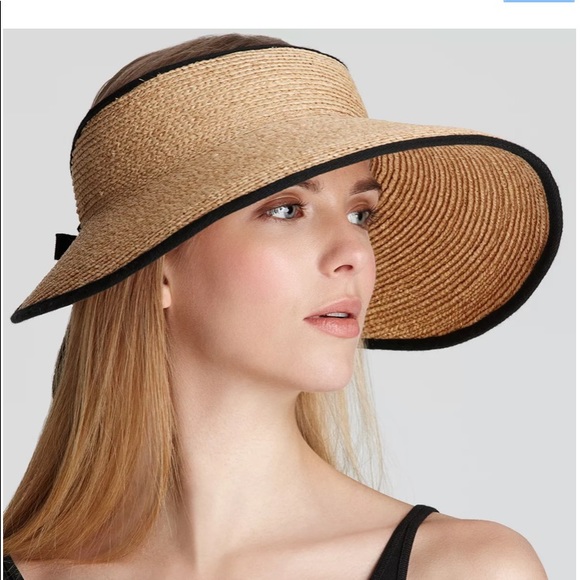 Panama Jack Ladies Straw Sun Visor Hat 